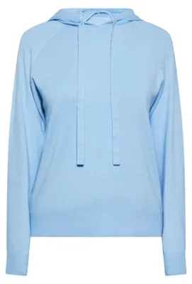 Produktbild von Damen Hoodie Blau Größe M mit Kapuze, Kordelzug und gerippten Bündchen