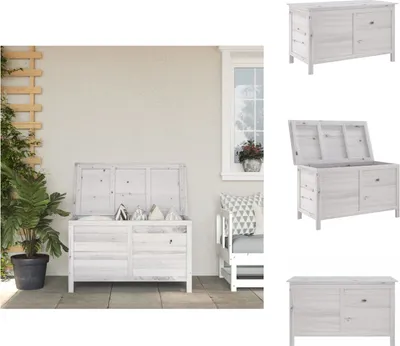 Produktbild von vidaXL Gartentruhe Weiß 99x49,5x58,5 cm Massivholz Tanne -  Gartenboxen