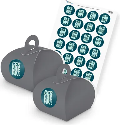 Produktbild von itenga SET Geschenk (Motiv 3) 24xGeschenkschachtel mit Griff grau + Stickerbogen