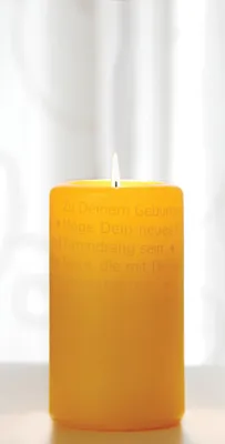 Produktbild von Bulla Wortlicht Kerze, Geburtstagswünsche, Hellgelb