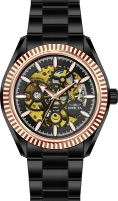 Produktbild von Invicta Objet D Art 69757 Herrenarmbanduhr - Automatisches Uhrwerk - Edelstahl mit schwarzem Zifferblatt - 43 mm