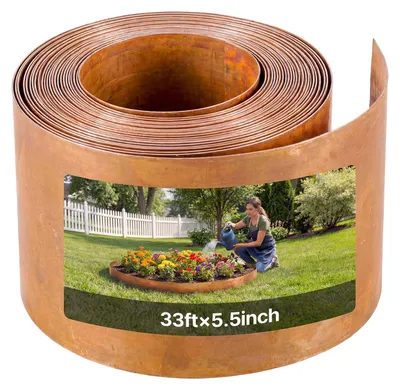 Obrázek produktu pro VEVOR Okraj na trávník z uhlíkové oceli, 10 m x 14 cm, ohraničení záhonů včetně rukavic, kovová zahradní palisáda, ohraničení pro sekačku, ohraničení záhonů pro zahradní design, ohraničení pro květinové záhony a zahradní cestičky