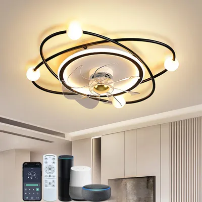 Produktbild von RRBEST Leise Deckenventilator mit Beleuchtung Kompatibel mit Alexa, Dimmbar LED Deckenlampe mit Ventilator mit Fernbedienung/APP