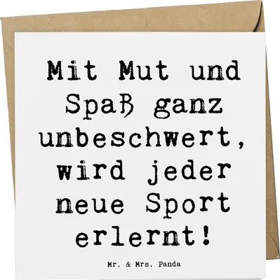 Produktbild von Mr. & Mrs. Panda Grußkarte Spruch Neue Sportart versuchen - Weiß - Geschenk, Enthusiasmus, Glückwunschkarte, Trost, Leichtigkeit, Klappkarte, faltkarte, Selbstvertrauen