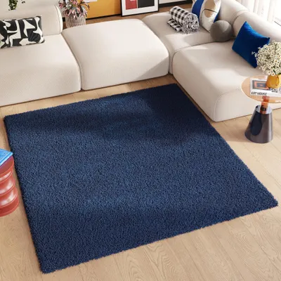 Obrázok produktu pre Tapiso Koberec ESSENCE Square Modern Unicoloured Dark Blue ÖKOTEX 160 x 160 cm