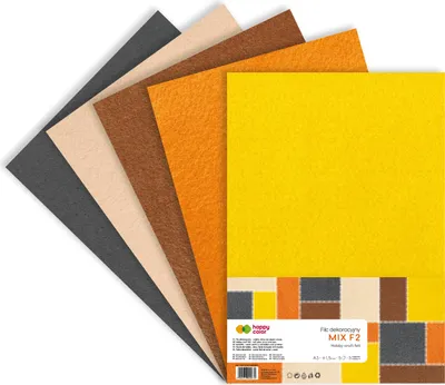Produktbild von Dekofilz 30x40cm, 1,5mm /5 Blatt/ MIXA2 Happy Color
