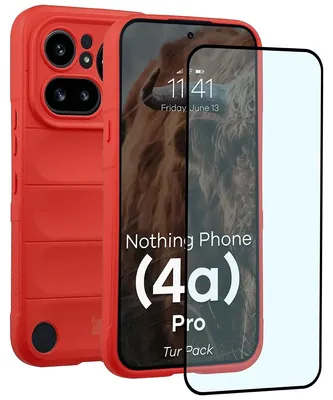 Produktbild von Robuste Handyhülle + gehärtetem Glas für Nothing Phone (4a) Pro, Bizon Tur Pack, Rot