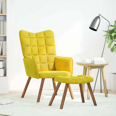 Immagine prodotto di Poltrona Relax con Sgabello in Velluto Giallo