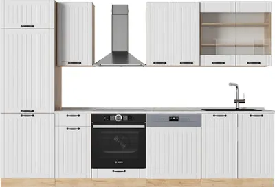 Produktbild von Küchenzeile Vicco Fame-Line Weiß Landhaus 300 cm , AP Marmor, Model 56898
