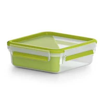 Produktbild von CLIP & GO Sandwichbox 0,85 Liter (hellgrün/transparent, mit Einsatz in typischer Dreiecksform)
