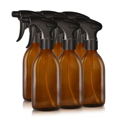 Produktbild von Oputec 6 x 250ml Sprühflaschen aus Glas zum Befüllen - Leere Braunglas-Wassersprühflasche für Pflanzen, Blumen, Reinigungsmittel