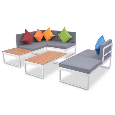 Image de vidaXL Ensemble de salon de jardin 4 pièces avec coussins Aluminium et WPC