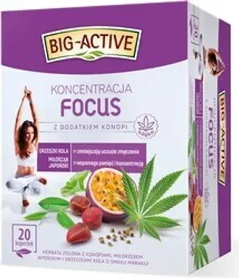 Produktbild von Big-Active Focus Grüner Tee mit Hanf (20 Beutel X 1.5G) 30G