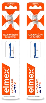 Imagen del producto de 2 cepillos de dientes Elmex InterX, para la prevención de caries, dureza media - Paquete ahorro - 2 unidades