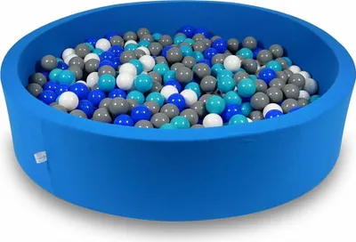 Produktbild von Bällebad 130x30cm azurblau – Mit 600 Bällen / türkis, blau, weiß, grau