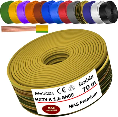 Produktbild von 70m Aderleitung H07 V-K GNGE 1x1,5 mm² Grün/Gelb Einzelader flexibel