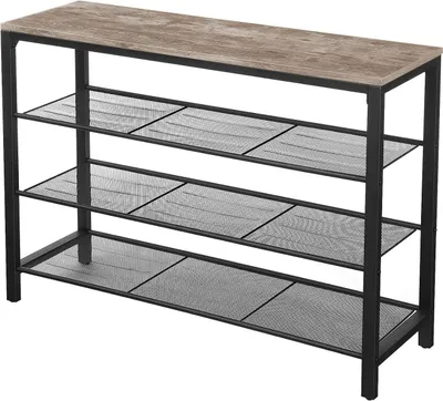 Productafbeelding van Hoppa! Vintage metalen schoenenrek | Bruin/zwart - 90 x 31 x 73 cm