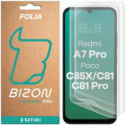 Produktbild von 2x Hydrogel Folie für den Bildschirm für Xiaomi Redmi A7 Pro / POCO C85X / C81 / C81 Pro, Bizon Film Hydrogel Front Duo
