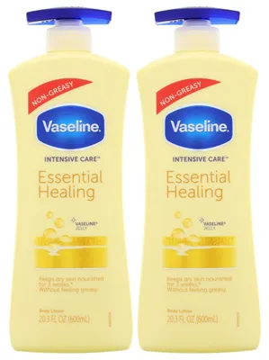 Produktbild von 2x Vaseline Intensive Care Essential Healing Bodylotion je 600ml Feuchtigkeitspflege
