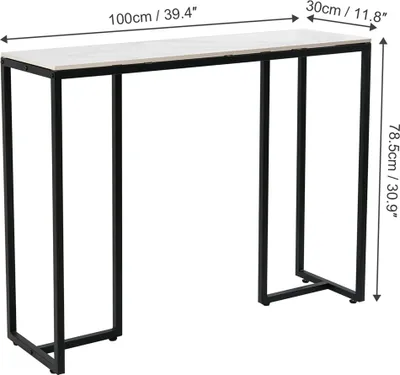 Image de WISFOR Console en marbre Table d'appoint avec piètement métallique Table de couloir,100x30x78.5cm