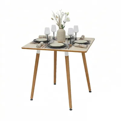 Produktbild von Relaxdays Esstisch, eckig, HxBxT: 75 x 75 x 75 cm, MDF & Bambus, für 4 Personen, skandinavischer Esszimmertisch, natur