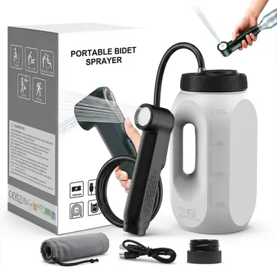 Tragbares Bidet mit Wasserflasche 2,5 l, Schwarz