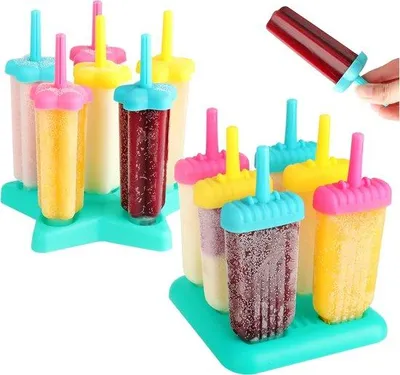 Produktbild von Famanu Eisformen für 12 Portionen Eis am Stiel - Bunte Farben - Eisformset