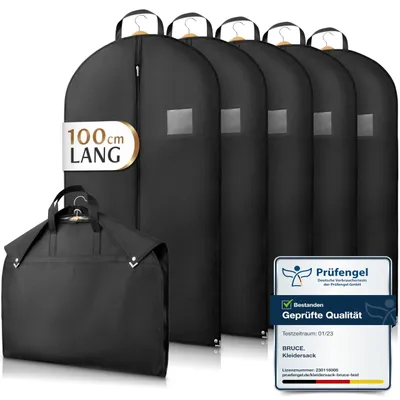 Kleidersack 5er-Set 100x60 cm Schwarz – Atmungsaktiv & wasserabweisend