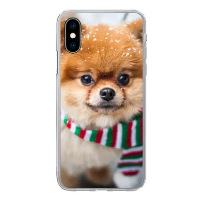 Produktbild von MuchoWow® Handyhülle Schutzhülle Hülle für iPhone X Hund - Halstuch - Schnee Silikon Softcase Handy Hülle - Handyhülle