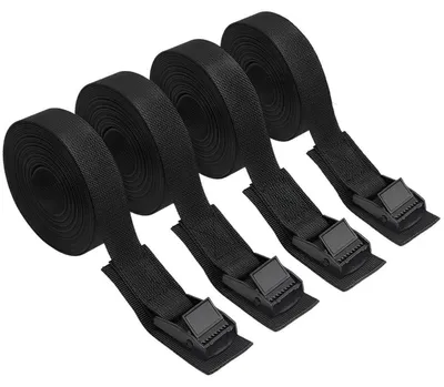 Image de Sangles de tension, 4 pièces, noires, 2,5 mètres, capacité de charge de 250 kg, avec système de serrage, sangles de fixation
