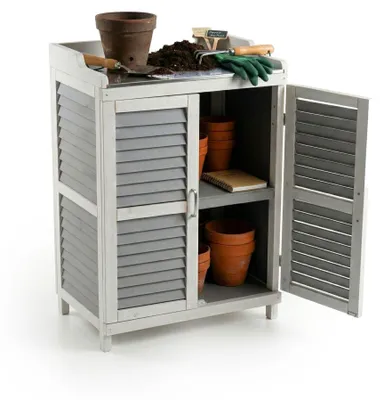 Produktbild von Pflanztisch mit Metallplatte und Stauraum