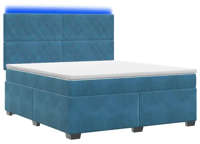 Obrázok produktu pre Boxspringová posteľ s matracom a čelom, modrá, 160 x 200 cm, zamat