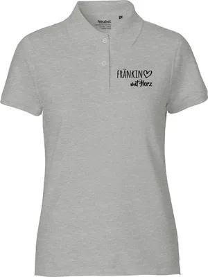 Produktbild von Huuraa Damen Polo Shirt Fränkin mit Herz S Sport Grey Bio Baumwolle Fairtrade Poloshirt Geschenkidee