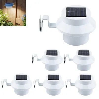 Produktbild von Solar LED Gartenlampen 6er Set – Wasserdicht, Pfosten, Wasserablauf, Dachrinnenbeleuchtung, Outdoor