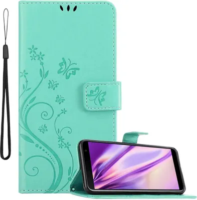 Obrázek produktu pro Cadorabo pouzdro pro Samsung Galaxy J6 Plus v barvě FLORAL TURKIS Pouzdro na mobilní telefon v květinovém designu s magnetickým zavíráním, funkcí stojánku a 3 sloty na karty Kryt pouzdra Ochranné pouzdro typu kniha s chlopní
