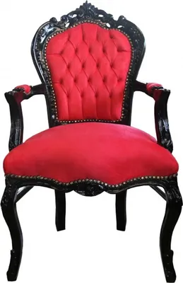 Produktbild von Casa Padrino Barock Esszimmer Stuhl Rot / Schwarz mit Armlehnen - Limited Edition