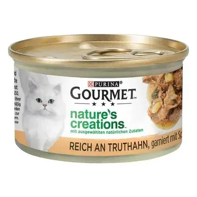 Produktbild von GOURMET Nature's Creations Katzenfutter – Truthahn mit Spinat & Pastinaken, 12 x 85 g