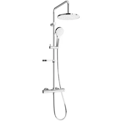 Obrázek produktu pro Mexen KX05 odkrytý sprchový set s dešťovou sprchovou hlavicí a termostatickou sprchovou baterií, Chromovaná/ bílá - 771500591-00