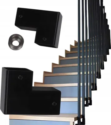 Obrázek produktu pro Čtvercový držák profilu - 25 x 25 mm - Boční upevnění - Součást zábradlí - pro zábradlí - Práškově lakovaná ocel - Černá barva