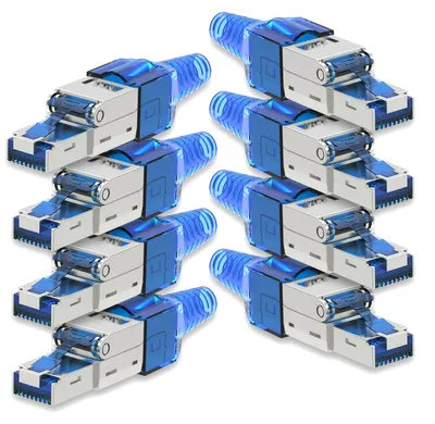 Produktbild von 8x Netzwerkstecker CAT 7 Werkzeuglos RJ45 Netzwerk Stecker Verlegekabel Metall
