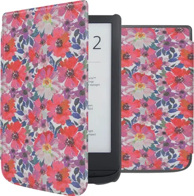 Produktbild von imoshion Design Slim Hard Case Klapphülle Pocketbook Touch Lux 5 / HD 3 / Basic Lux 4 / Vivlio Lux 5 - Flower Watercolor