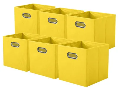 Produktbild von Stoffaufbewahrungsboxen, 6-teiliges Set faltbarer Aufbewahrungswürfel mit Metallgriff für Kleiderschrank und Spielzeug