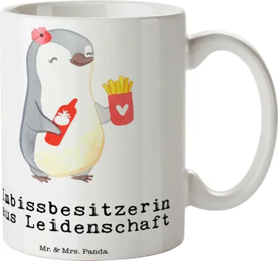 Produktbild von Mr. & Mrs. Panda Teetasse Imbissbesitzerin Leidenschaft - Weiß - Geschenk, Spruch, Tasse, Witzig, Pommesliebe, Imibissverkäuferin, Kaffeebecher, Kaffeetasse, Keramiktasse