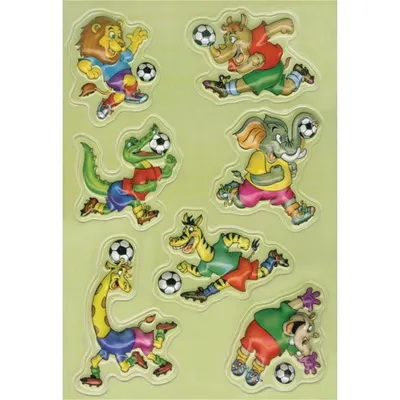 Produktbild von pfiffige 3D-Sticker mit bunten Fußballtieren der Reihe MAGIC