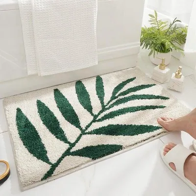 Obrázek produktu pro a savá® koupelnová předložka Unyqoos s botanickým vzorem do koupelny a ložnice, 45 x 65 cm