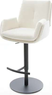Produktbild von DELIFE Barstuhl Clea-Flex Bouclé Soft Beige Drehfuß höhenverstellbar Metall Schwarz