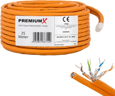 Produktbild von PremiumX 25m CAT 7 Netzwerkkabel Duplex LAN Kabel Ethernet Datenkabel