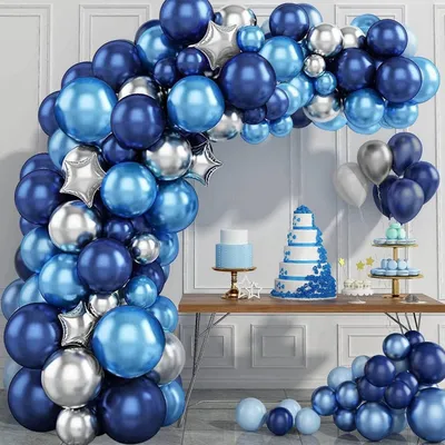 Produktbild von Luftballons Blau & Silber 97 Stück Ballonbogen Deko Geburtstag Babyparty Hochzeit