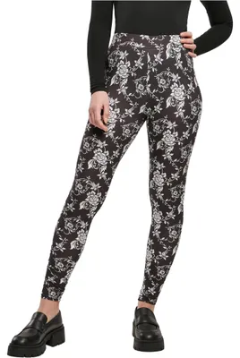 Productafbeelding van Dames leggings van Urban Classics, model Soft AOP, kleur zwart/roze - maat M