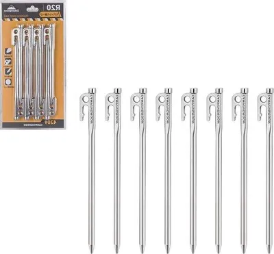 Image de 8 tiges de tente en acier inoxydable trempé de 787 mm pour sol dur